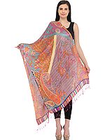 Multicolored Digital-Printed Stole with Paisleys