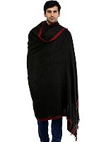 Kullu Palla Men's Shawl with Kinnauri Woven Border in Multicolor Thread