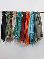 Lot of Ten Banarasi Scarves with Tanchoi Weave