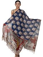 Kalamkari Dupatta from Telangana with Buddha Head