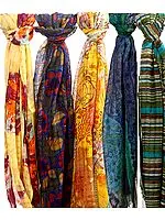 Lot of Five Printed Stoles with Missing Checks in Weave