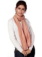 Plain Beige and Red Scarf from Banaras