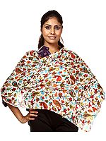 Ivory Stole with Kani Print in Multi-Color