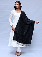 Reversible Super Silk Jamawar Stole with All-Over Weave