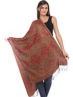 Reversible Super Silk Jamawar Stole with All-Over Weave