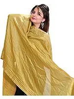 Plain Dupatta from Jharkhand with Woven Stripes on Border