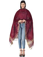 Plain Dupatta from Jharkhand with Woven Stripes on Border