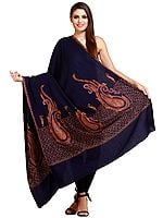 Tusha Shawl from Kashmir with Sozni Hand-Embroidered Paisleys