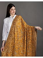 Reversible Jamawar Shawl from Amritsar with Woven Flowers