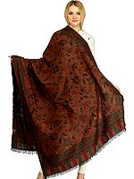 Reversible Jamawar Shawl from Amritsar with Woven Flowers