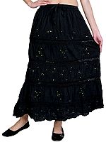 Elastic Skirt with Sequins and Crochet Border