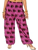 Yoga Trousers with Printed Elephants and Front Pockets