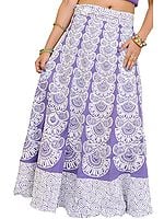 Wrap-Around Long Skirt with Block-Print in Pastel Colors