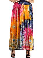Multi-Color Long Skirt With Printed Paisleys and Sequins