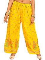 Casual Wide Yoga Trousers with Printed Dancing Couples
