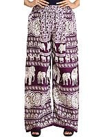 Casual Trouser with Printed Elephants and Side Pockets