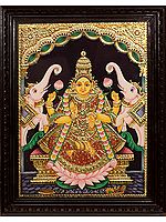 Gaja Lakshmi Tanjore Painting (Framed)