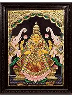Gaja Lakshmi Tanjore Painting (Framed)