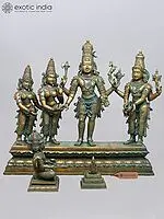 40'' Large Kalyana Sundara Set - Divine Wedding of Lord Shiva and Goddess Parvati with Vishnu-Lakshmi Attendants | Bronze Statues