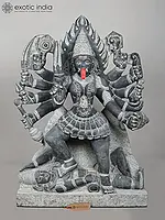 Devi Maa Kali Standing on Lord Shiva - 40'' Granite Sculpture