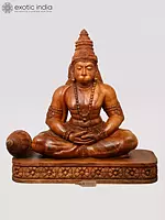 Large Lord Hanuman Seated in Dhyan Mudra Wood Carved Statue (52")