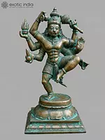 Six-Armed Dancing Lord Hanuman Bronze Statue, 24 Inches