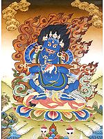 Dandapani Two Armed Pangarnatha Mahakala - Tibetan Thangka Painting