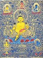 Kubera -The Tibetan Buddhist God of Wealth (Thangka Without Brocade)