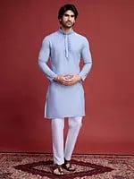 Viscose Mirror Work On Self Weaving Work Designer Kurta For Festival Occasion