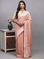 Art Silk Banarasi Saree with All-Over Brocaded Floral Jaal