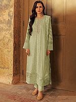Georgette Embroidery Work And Sequins Work Long Salwar Suit For Festival Occasion