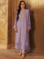 Georgette Embroidery Work And Sequins Work Long Salwar Suit For Festival Occasion