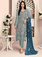 All Over Sequins Work Full Sleeve Kurta With Bottom And Attractive Dupatta For Casual Occasion