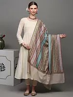 Rainbow Pure Pashmina Handloom Shawl with Traditional Khatrass Embroidery