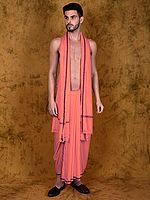 Jute Fiber Dhoti with Angavastram Set and Thread Woven Border from Varanasi