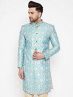 Silk Blend Brocade Ogee Floral Pattern Sherwani Only Top