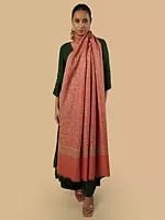 Tangerine Cashmere Shawl with Jaaldar Sozni Embroidery