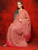 Rose-Pink Pure Pashmina Sozni Jamawar Shawl