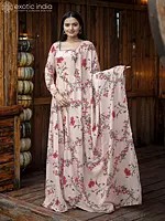 Heavenly-pink faux Georgette Floral Motif Gown with Dupatta