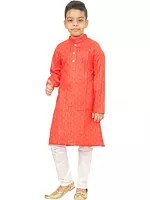 Boy's Designer and Printed Cotton Kurta Pajama Set