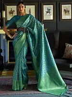 Festive Wear Peacock Design Pure Handloom Weaving Silk Saree With Broad Border