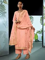 Cameo-Rose Salwar Suit with Aari Embroidered Bootis and Dupatta