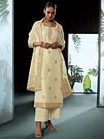 Afterglow Floral Zari Woven Organza Kameez with Cotton Salwar and Dupatta