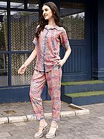 Light-Pink Floral Motif Printed Rayon Co-Ord Set