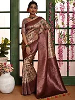 Women's Zari Woven Banarasi Silk Saree With Tassels