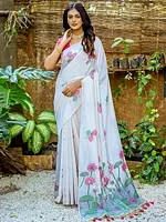 All Over Floral Thread Woven Muga Cotton Saree