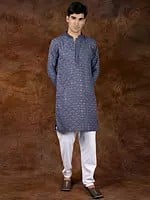 Kurta Pajama Set with Sequins and All-Over Thread Embroidery