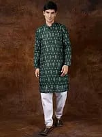 Bandhani Tie-Dye Print Kurta Pajama Set with Sequins Embroidery