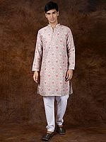 Multicolor Floral Printed Pure Cotton Kurta Pajama Set With Gota Patti on Neck