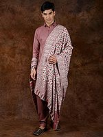 Kani Jamawar Men's Shawl from Amritsar with Woven Multicolor Flowers and Paisleys All-Over